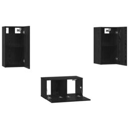 Berkfield Home TV Cabinet 3 pcs Black oak 60 x 30 x 30.5 cm Engineered wood - thumbnail 7
