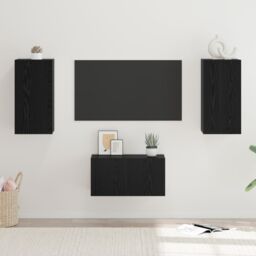Berkfield Home TV Cabinet 3 pcs Black oak 60 x 30 x 30.5 cm Engineered wood - thumbnail 4