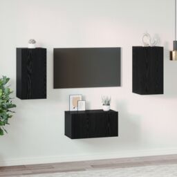 Berkfield Home TV Cabinet 3 pcs Black oak 60 x 30 x 30.5 cm Engineered wood - thumbnail 1