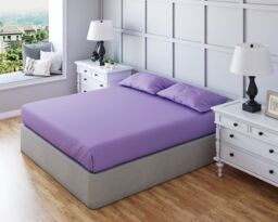 Snug City Fitted Sheet Polycotton Plain Dyed Extra Deep 25cm Bed Linen in Lilac - Size: Super King - thumbnail 1