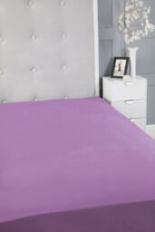 Snug City Fitted Sheet Polycotton Plain Dyed Extra Deep 25cm Bed Linen in Lilac - Size: Super King - thumbnail 3