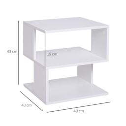 HOMCOM Modern Square 2-Tier Coffee Side Table with Shelf for Living Room in White - thumbnail 3