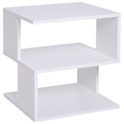 HOMCOM Modern Square 2-Tier Coffee Side Table with Shelf for Living Room in White - thumbnail 2