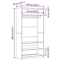 Berkfield Home Wardrobe Old Wood 100x50x200 cm Engineered Wood in Brown - Size: 100 x 50 x 200 cm - thumbnail 9
