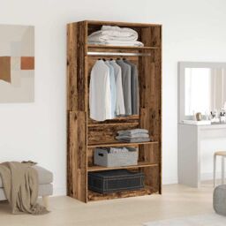 Berkfield Home Wardrobe Old Wood 100x50x200 cm Engineered Wood in Brown - Size: 100 x 50 x 200 cm - thumbnail 3