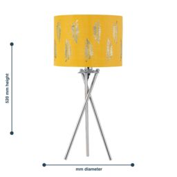 First Choice Lighting Chrome Tripod Table Lamp with Ochre Fern Cut Out Shade in Silver - thumbnail 6