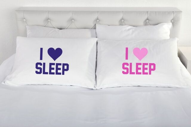 60 SECOND MAKEOVER I Love Sleep Pair of Pillow Cases in White
