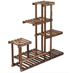 Neo 6 Tier Wooden Indoor Outdoor Shelf Plant Stand Display Rack in Dark Brown - Size: Large - thumbnail 8