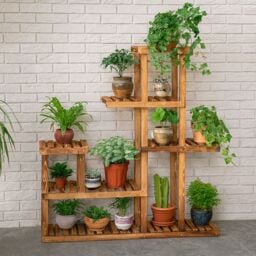 Neo 6 Tier Wooden Indoor Outdoor Shelf Plant Stand Display Rack in Dark Brown - Size: Large - thumbnail 6