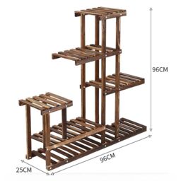 Neo 6 Tier Wooden Indoor Outdoor Shelf Plant Stand Display Rack in Dark Brown - Size: Large - thumbnail 7
