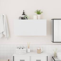 Berkfield Home Decorative Bathroom Wall Cabinet White 80x25x40 cm Engineered Wood - Size: 80 x 25 x 40 cm - thumbnail 1