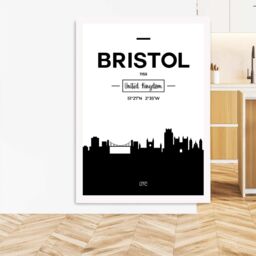 ARTZE Bristol Black & White City Skyline Framed Print SIZE: A2 with White Frame - Size: A4 - thumbnail 2