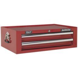 Loops 670 x 440 x 210mm RED 2 Drawer MID-BOX Tool Chest Lockable Storage Unit Cabinet