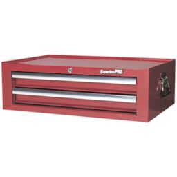 Loops 670 x 440 x 210mm RED 2 Drawer MID-BOX Tool Chest Lockable Storage Unit Cabinet - thumbnail 3
