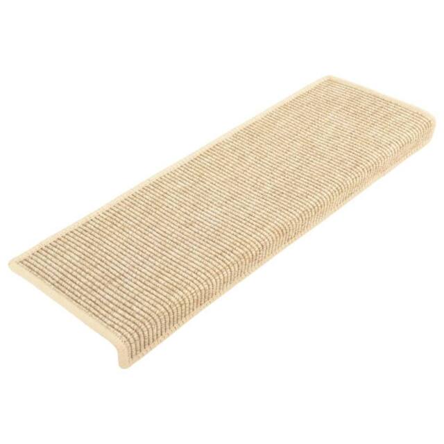 Berkfield Home Stair Mats Self-adhesive Sisal-Look 15 pcs 65x21x4 cm Light Beige - Size: Medium - image 1