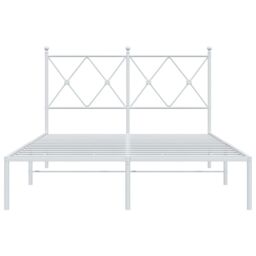 Berkfield Home Metal Bed Frame without Mattress with Headboard White 120x200cm - Size: Small Double - thumbnail 4