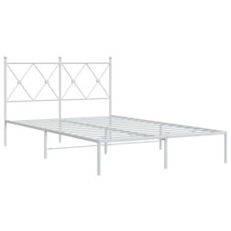 Berkfield Home Metal Bed Frame without Mattress with Headboard White 120x200cm - Size: Small Double - thumbnail 3