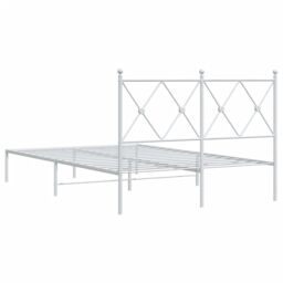 Berkfield Home Metal Bed Frame without Mattress with Headboard White 120x200cm - Size: Small Double - thumbnail 6