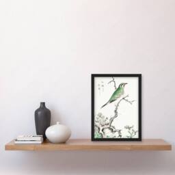 Artery8 Ruby Throat Bird & Wild Camomile Vintage Framed Wall Art Print Kashu - Size: A4 - thumbnail 4