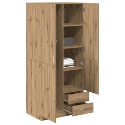 Berkfield Home Wardrobe Artisian Oak 80x52x180 cm Engineered Wood in Brown - Size: 80 x 52 x 180 cm - thumbnail 3