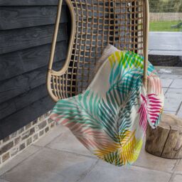Benjamin Tate Design Multi Coloured Tropical Leaves Blanket in Natural - Size: 120 cm x 150 cm - thumbnail 4