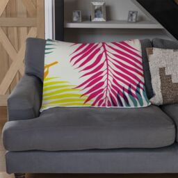 Benjamin Tate Design Multi Coloured Tropical Leaves Blanket in Natural - Size: 120 cm x 150 cm - thumbnail 2
