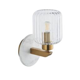 Netlighting Travi Ribbed Wall Lamp White Vintage Brass & Ribbed Glass E14 - thumbnail 6