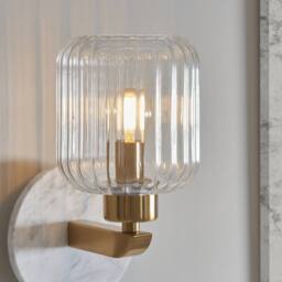 Netlighting Travi Ribbed Wall Lamp White Vintage Brass & Ribbed Glass E14 - thumbnail 5