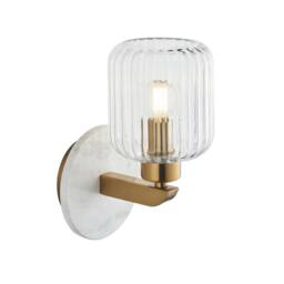 Netlighting Travi Ribbed Wall Lamp White Vintage Brass & Ribbed Glass E14 - thumbnail 1