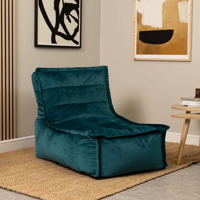 icon Dolce Lounger Bean Bag Ochre Yellow Velvet Bean Bag Chair in Teal - image 1
