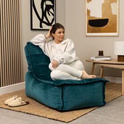 icon Dolce Lounger Bean Bag Ochre Yellow Velvet Bean Bag Chair in Teal - thumbnail 2