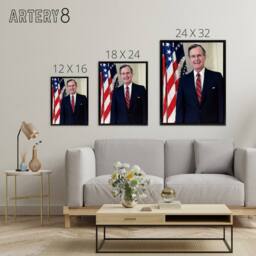 "Artery8 US President George Bush Senior Framed Canvas Wall Art Print - Size: W12"" x H16""" - thumbnail 4