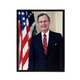 "Artery8 US President George Bush Senior Framed Canvas Wall Art Print - Size: W12"" x H16""" - thumbnail 1