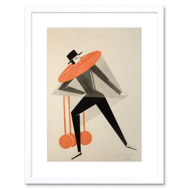 "Artery8 Wall Art Print Aleksandra Exter Figure Sketch Artwork Framed 9X7 Inch in White - Size: W7"" x H9""" - image 1