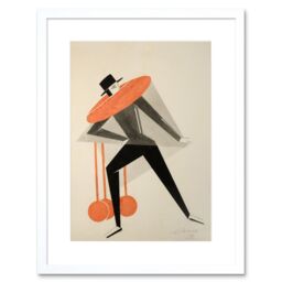 "Artery8 Wall Art Print Aleksandra Exter Figure Sketch Artwork Framed 9X7 Inch in White - Size: W7"" x H9""" - thumbnail 1