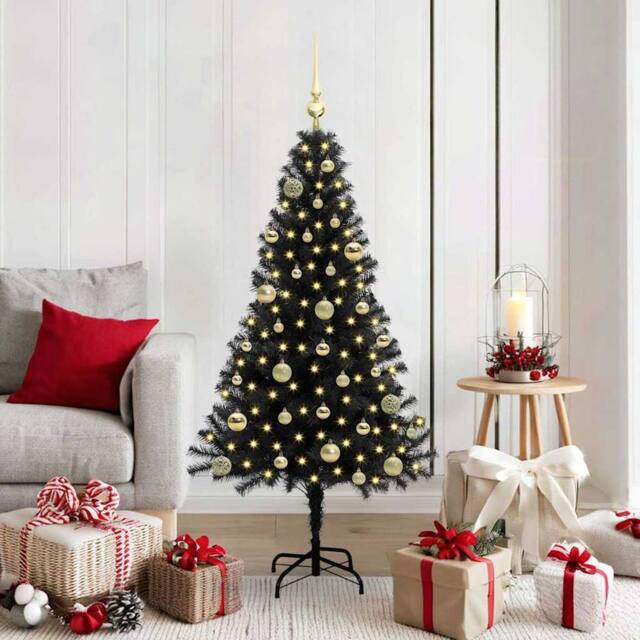 Berkfield Home Christmas Tree with 150 LEDs with Stand Black 150 cm PVC - image 1