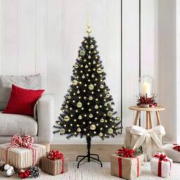 Berkfield Home Christmas Tree with 150 LEDs with Stand Black 150 cm PVC