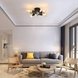 Pheashine Stylish Retro Iron Ceiling Lamp Black Four Heads 32x32x11.5CM - Size: 32x32x11.5 cm - thumbnail 7