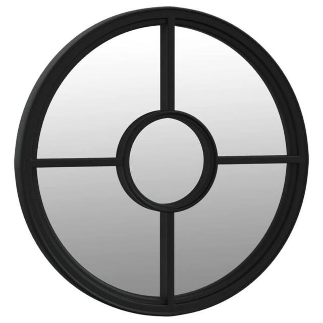 Berkfield Home Mirror Black 60x4 cm Iron Round for Indoor Use - image 1