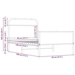 Berkfield Home Bed Frame without Mattress 90x190 cm Sonoma Oak Engineered Wood in Light Tan - thumbnail 9