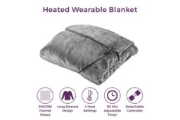 Tower C81149GRY Core Heated Wearable Washable Blanket with 4 Heat Settings in Grey - Size: 150 cm x 183 cm - thumbnail 2