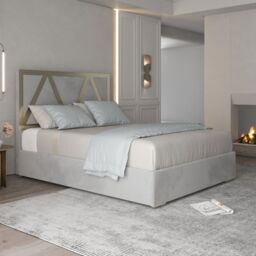 Casani Alison Upholstered Soft Velvet Metal Bed Frame in Grey - Size: Small Double - thumbnail 1