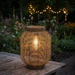 Garden Greatness Woven Rattan LED Bulb Lantern Decoration in Beige - Size: 1 Pack - thumbnail 1