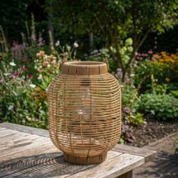 Garden Greatness Woven Rattan LED Bulb Lantern Decoration in Beige - Size: 1 Pack - thumbnail 2