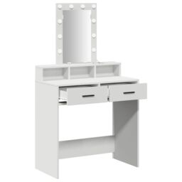 Berkfield Home Dressing Table with LED Lights - White, 79x41x140 cm in White - Size: 79 x 41 x 140 cm - thumbnail 4