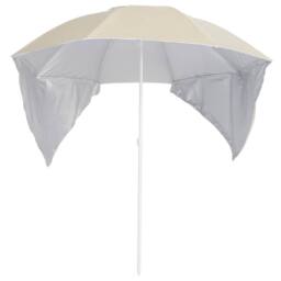 Berkfield Home Beach Umbrella with Side Walls Sand 215 cm in Beige - thumbnail 1
