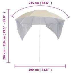 Berkfield Home Beach Umbrella with Side Walls Sand 215 cm in Beige - thumbnail 9