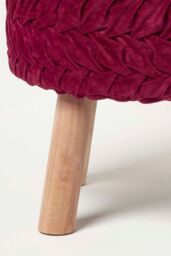 Homescapes Lyla Pleated Velvet Footstool in Pink - thumbnail 3