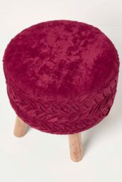 Homescapes Lyla Pleated Velvet Footstool in Pink - thumbnail 5