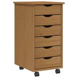 Berkfield Home Rolling Cabinet with Drawers MOSS Honey Brown Solid Wood Pine - thumbnail 2